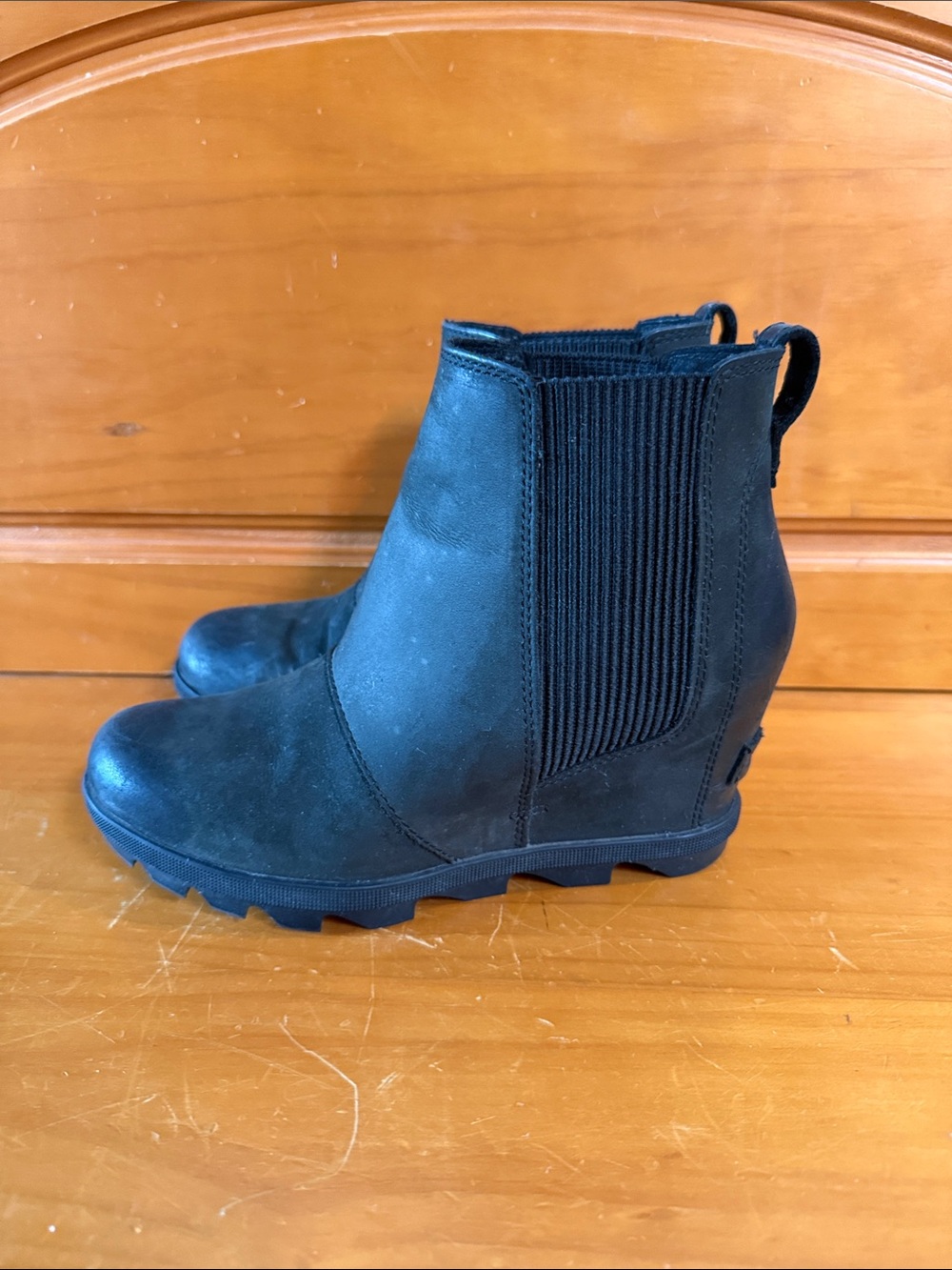 Women's Black Sorel Joan of Arctic II Wedge Chelsea Boots